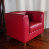 4 poltrone rosse ecopelle "quadra"