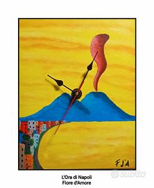 orologio d'arredo acrilico su tela Fiore d'Amore f