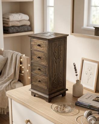 Mini cassettiera etnica in legno 4 cassetti - Come