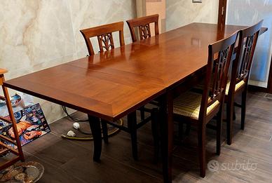 TAVOLO LEGNO ESTENDIBILE + 4 SEDIE LEGNO E TESSUTO