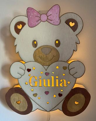 Lampada Orsetto del Cuore personalizzabile