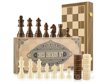 Peradix Scacchiera in Legno, 2 in 1 Scacchi e Dama
