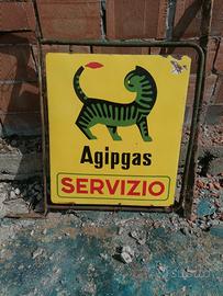 Vecchia insegna bifacciale a bandiera agipgas