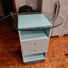 tavolino vetro resistente due cassetti 