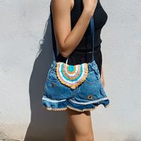 Borsa in jeans riciclato fatta a mano 