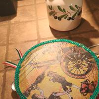 Tamburello A sonagli dipinto A Mano  20 cm Vintage