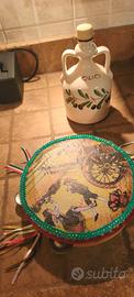 Tamburello A sonagli dipinto A Mano  20 cm Vintage