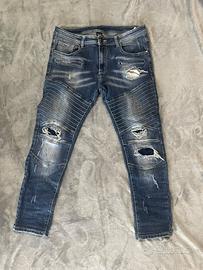Jeans Uomo Biker Skinny Slim Fit- strappato