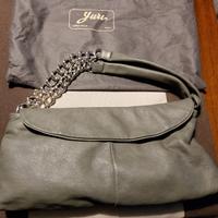 Borsa pochette cluth in vera pelle grigia come nuo
