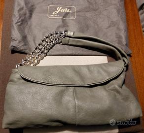 Borsa pochette cluth in vera pelle grigia come nuo