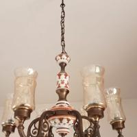 Lampadario vintage ferro e ceramica