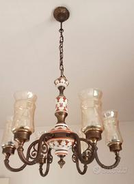 Lampadario vintage ferro e ceramica