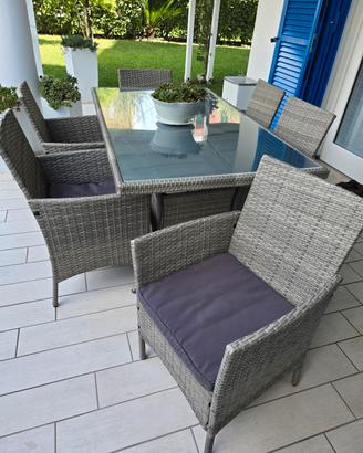 Set tavolo da giardino 85x150 in polyrattan 