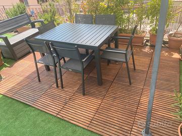 Pavimento esterno legno di teck a quadrotti