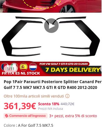 Profili fari posteriori Golf 7