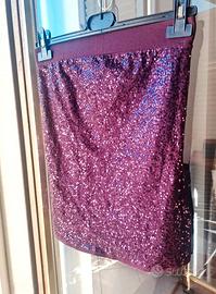Top paillettes elegante / Minigonna bordeaux S y2k