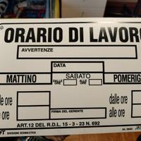 Cartello orario di lavoro