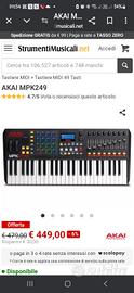 Tastiera, Controller AKAI MPK 249 + IMBALLO. Usato