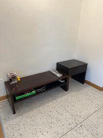 Mobile lungo con cassettiera modulare rovere scuro