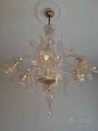 Lampadario cristallo oro