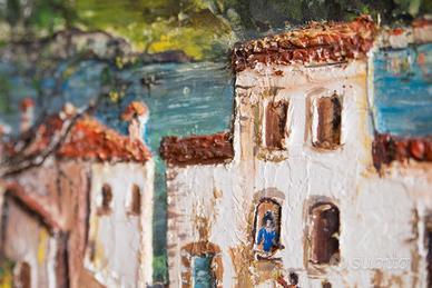 Quadro n. 11 paesaggio case sul lago