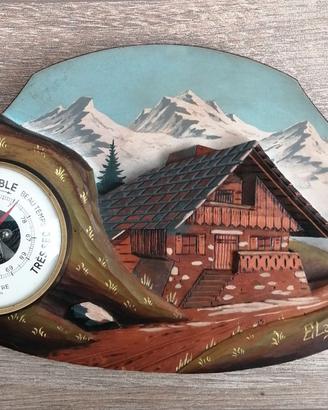 Barometro su altorilievo in legno - anni '50/'60