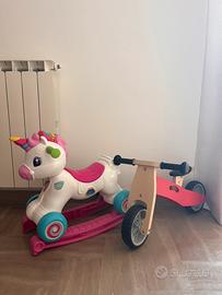 🦄 Unicorno a dondolo + Balance Bike in legno