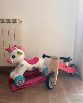 🦄 Unicorno a dondolo + Balance Bike in legno