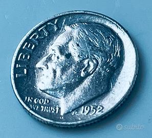 Moneta USA "Roosevelt Dime" 1952 – Argento 90%