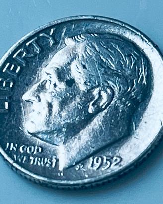 Moneta USA "Roosevelt Dime" 1952 – Argento 90%