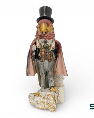 CAPODIMONTE SCULTURA PAPPAGALLO INVESTIGATORE