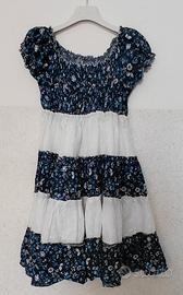 vestito bianco e blu a balze in cotone 6 anni 