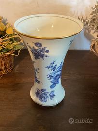 Vaso porcellana fiori blu bordi oro- 24cm