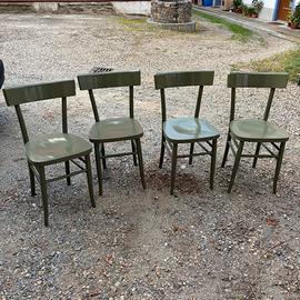 Sedie Vintage in Legno - Verde Oliva Stile Bistrot
