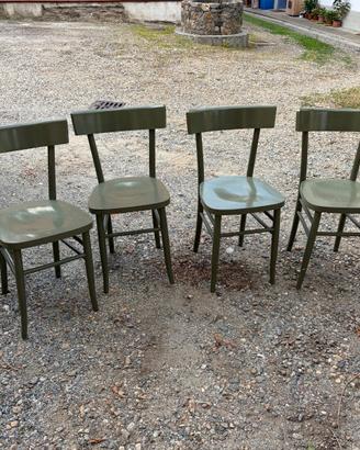 Sedie Vintage in Legno - Verde Oliva Stile Bistrot