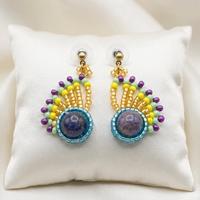 Orecchini Lapislazzuli Vintage Piuma Pavone Boho