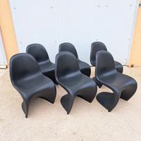 6 sedie Vitra Verner Panton Chair plastica nera