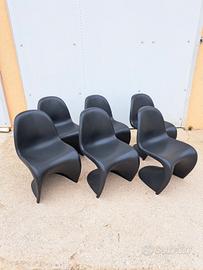 6 sedie Vitra Verner Panton Chair plastica nera