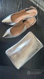 Scarpe e pochette argento