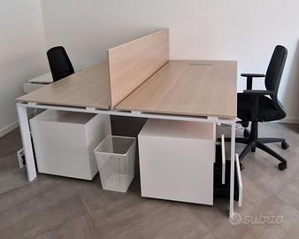 Doppia postazione ufficio 160x160 in rovere