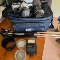 Macchina fotografica Olympus OM1n+tele+flash+varie