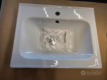 Lavandino Orssjon, color bianco, misure 62x47 cm