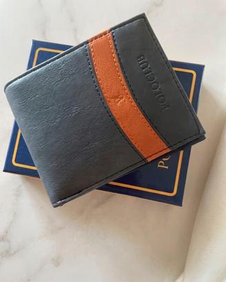Portafogli, uomo, Polo club blu e arancio