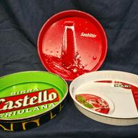 Lotto di 3 vassoi in latta Vintage per bibite
