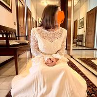 Abito da sposa cadì di seta e pizzo macramè