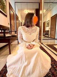 Abito da sposa cadì di seta e pizzo macramè