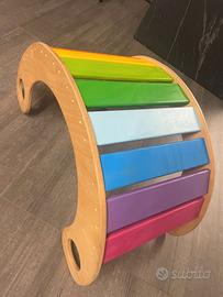 Arco Montessori in legno arcobaleno  dondolo ponte