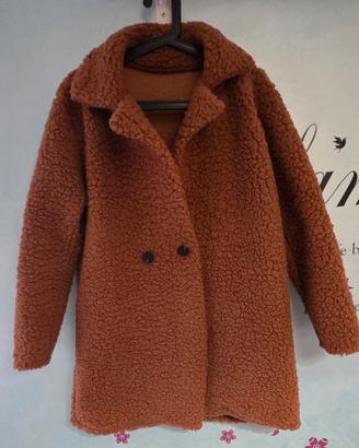 cappotto finta lana marrone