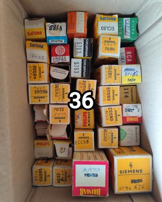 stock 36 valvole  elettriche radio e tv