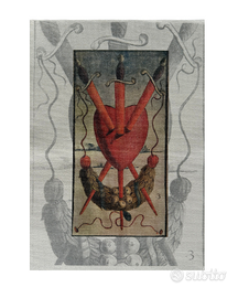 Tarocco cuore sacro con tre spade Vintage su Tela